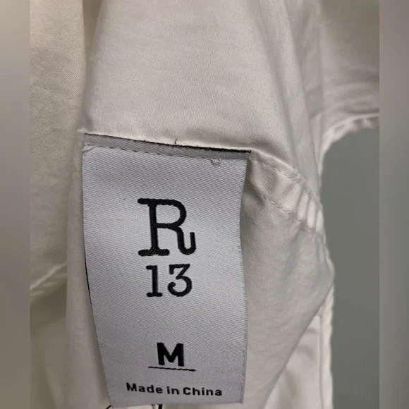 R13 Drop Neck Oxford Shirt white. Size medium